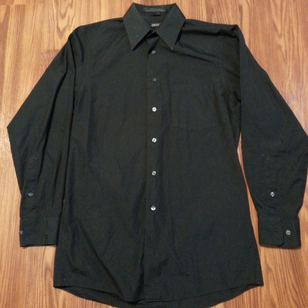 DKNY Black Long-sleeve Dress Shirt